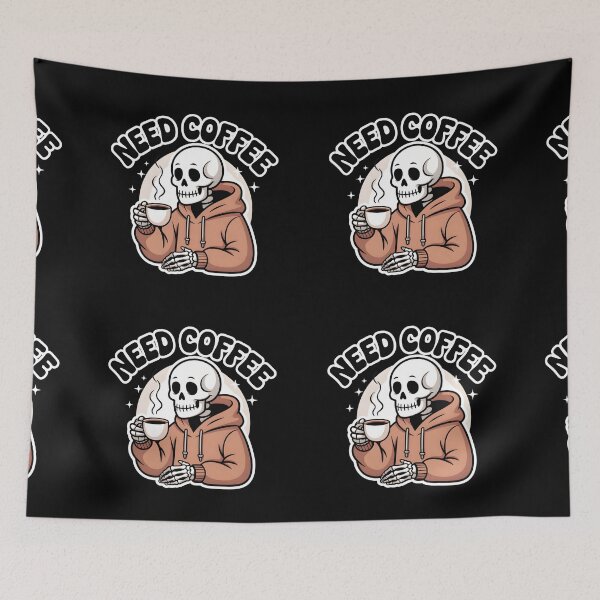 Item preview, Need Coffee Skeleton Hoodie – Funny Tired Coffee Lover Halloween Design designed and sold by Raw Tigers.