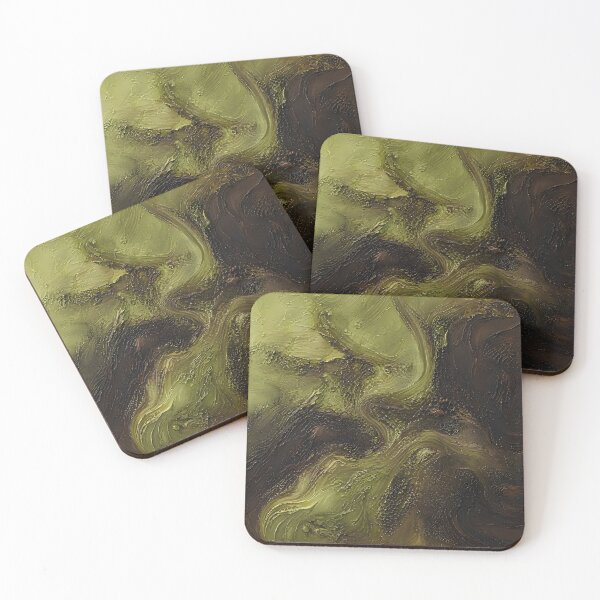 Item preview, Moss Green and Espresso Tactile Abstract Impasto Art designed and sold by Glitchart66.