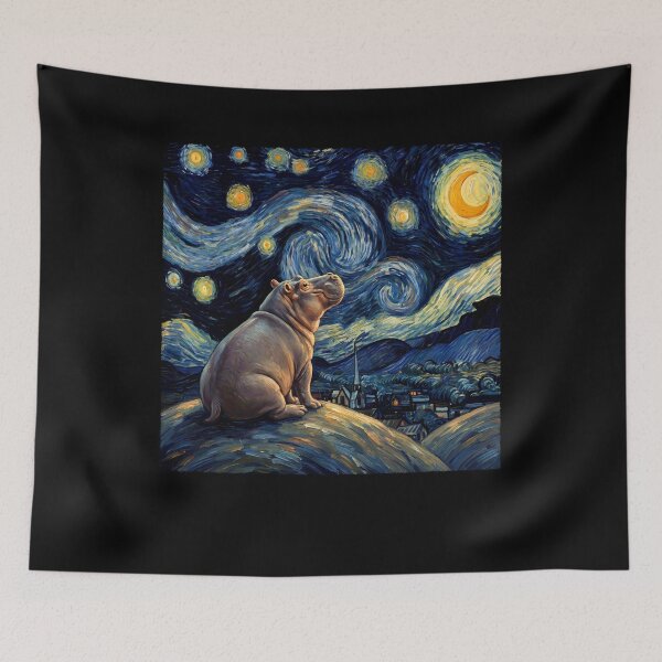Item preview, Hippo Starry Night Van Gogh Art Lover designed and sold by TerryConnells.