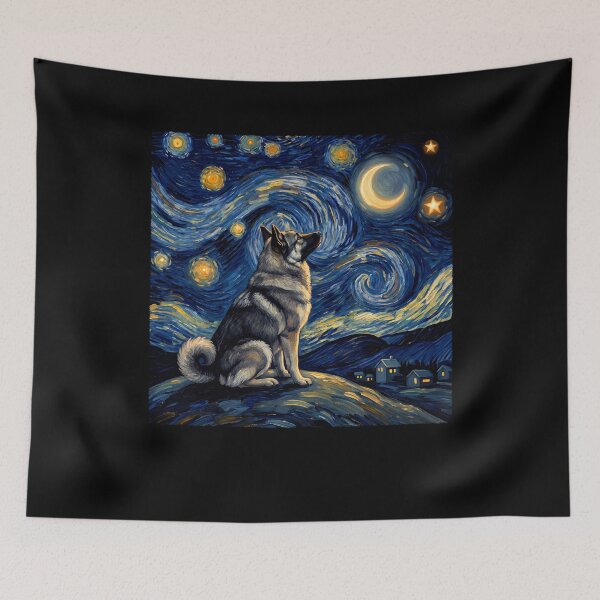 Item preview, Norwegian Elkhound Starry Night Van Gogh Art Dog Lover designed and sold by TerryConnells.