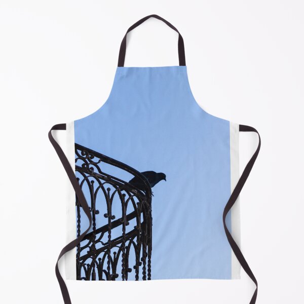 Item preview, Pigeon Silhouette Perched on Wrought Iron Balcony Railing Against Clear Blue Sky at Dusk designed and sold by Nmallia.