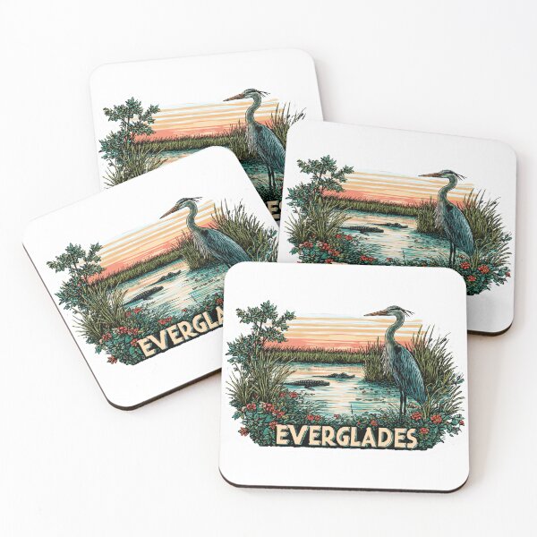 Item preview, Everglades National Park Great Blue Heron Alligator Wetland Sunset   Sticker designed and sold by Blurbean.