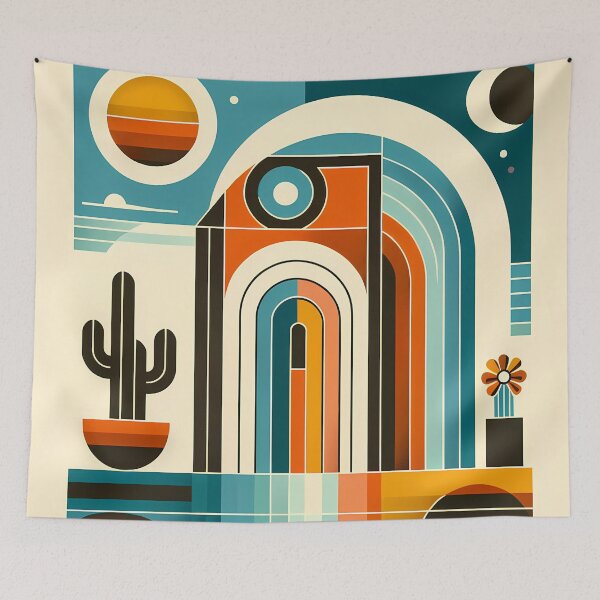 Item preview, Retro Desert Arches with Cactus and Celestial Shapes designed and sold by InkSmithery.