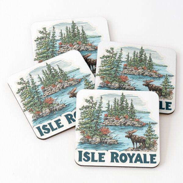 Item preview, Isle Royale National Park Moose Rocky Cove Archipelago Illustration   Sticker designed and sold by Blurbean.