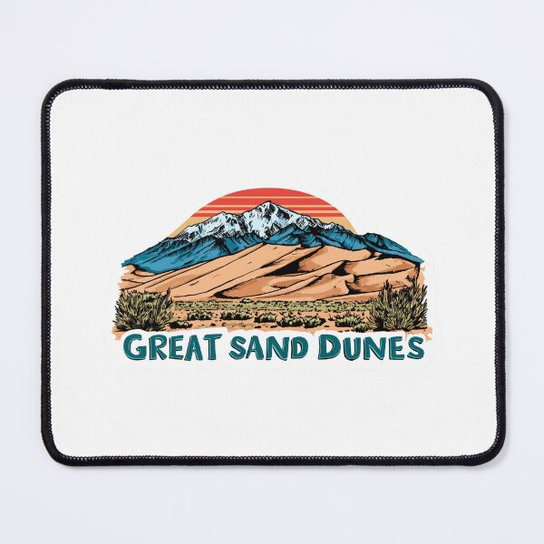 Item preview, Great Sand Dunes National Park Snow Capped Mountains Retro Sunset Sticker designed and sold by Blurbean.