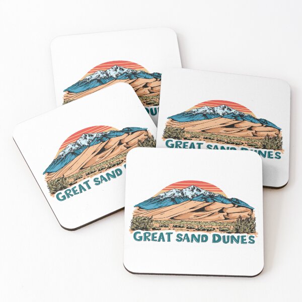 Item preview, Great Sand Dunes National Park Snow Capped Mountains Retro Sunset   Sticker designed and sold by Blurbean.