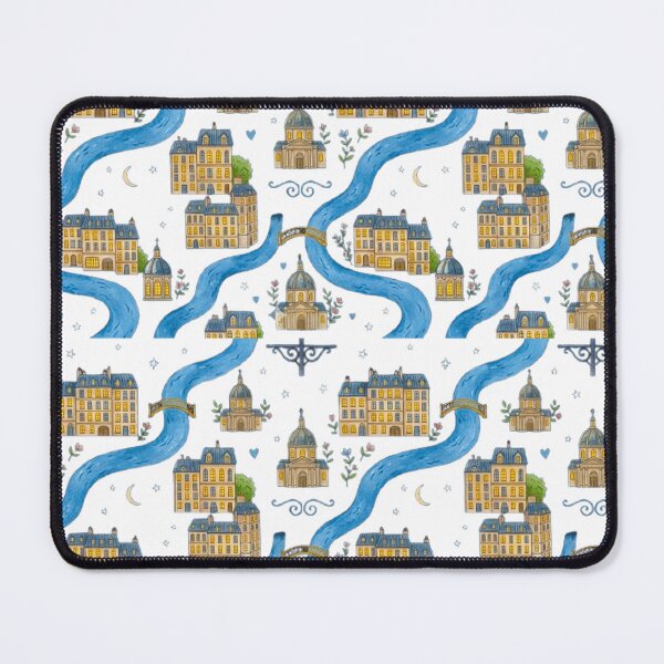 Item preview, Paris Night Seine River Pattern - Whimsical French Cityscape Art designed and sold by MT-Hub | Art for Every Soul.