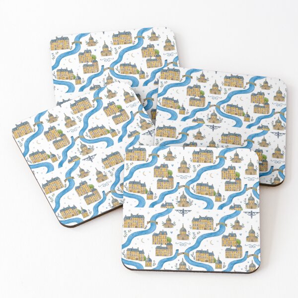 Item preview, Paris Night Seine River Pattern - Whimsical French Cityscape Art designed and sold by MT-Hub | Cute Aesthetic Art, Stickers & Phone Cases.