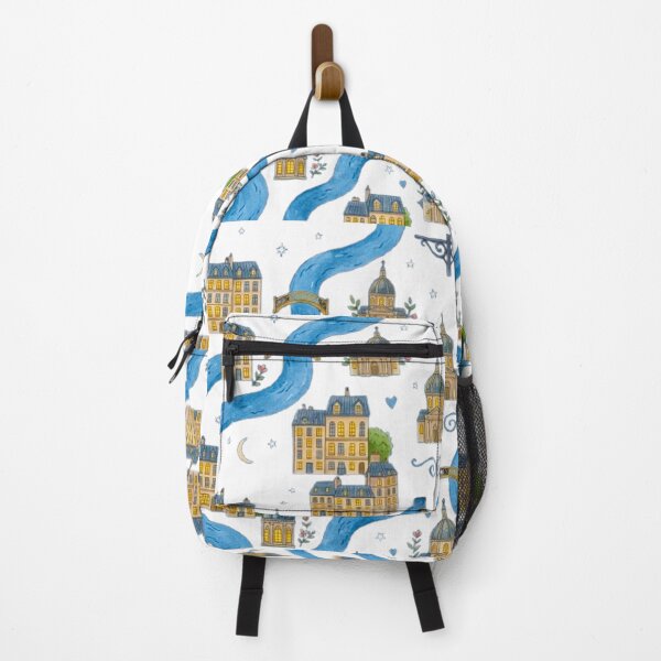 Item preview, Paris Night Seine River Pattern - Whimsical French Cityscape Art designed and sold by MT-Hub | Cute Aesthetic Art, Stickers & Phone Cases.