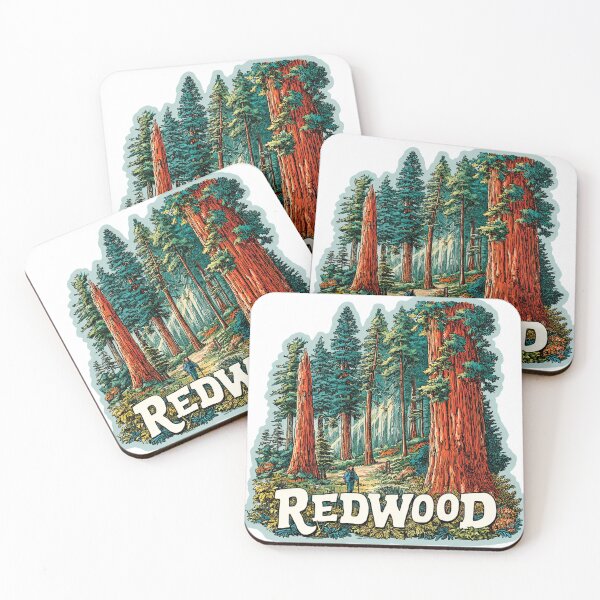 Item preview, Redwood National Park Giant Trees Old Growth Forest Hiker   Illustration Sticker designed and sold by Blurbean.