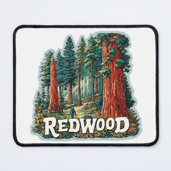 Item preview, Redwood National Park Giant Trees Old Growth Forest Hiker   Illustration Sticker designed and sold by Blurbean.