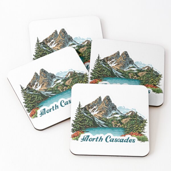 Item preview, North Cascades National Park Alpine Lake Mountain Peak Illustration Magnet designed and sold by Blurbean.