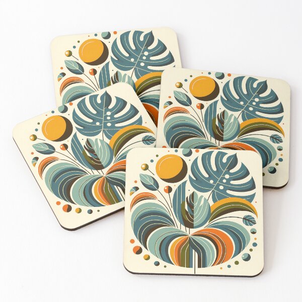 Item preview, Stylised Botanical Leaves in Teal and Orange designed and sold by InkSmithery.