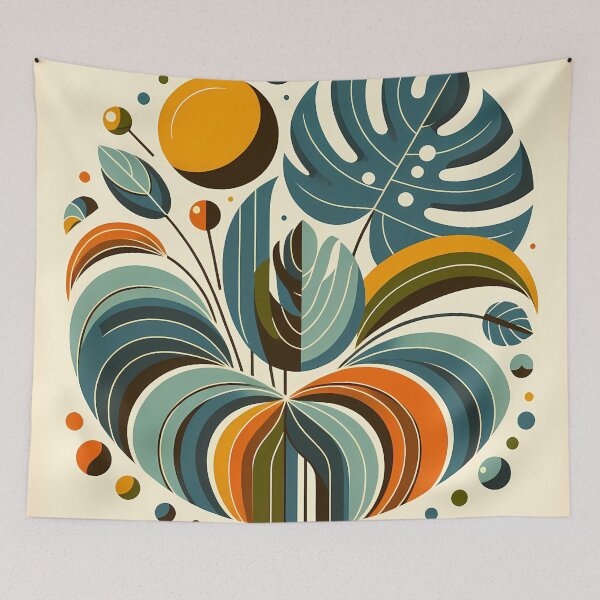 Item preview, Stylised Botanical Leaves in Teal and Orange designed and sold by InkSmithery.