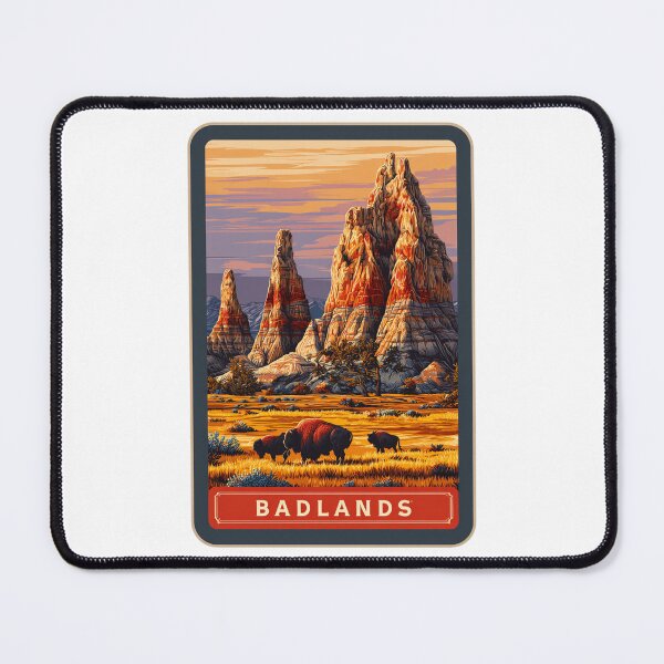 Item preview, Badlands National Park Bison Prairie Rock Spires Vintage Travel Poster Magnet designed and sold by Blurbean.