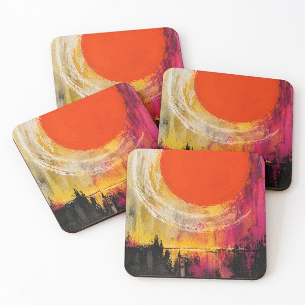 Item preview, Burning sun over an abstract city – Modern canvas art in grunge style designed and sold by Bernd Friese.