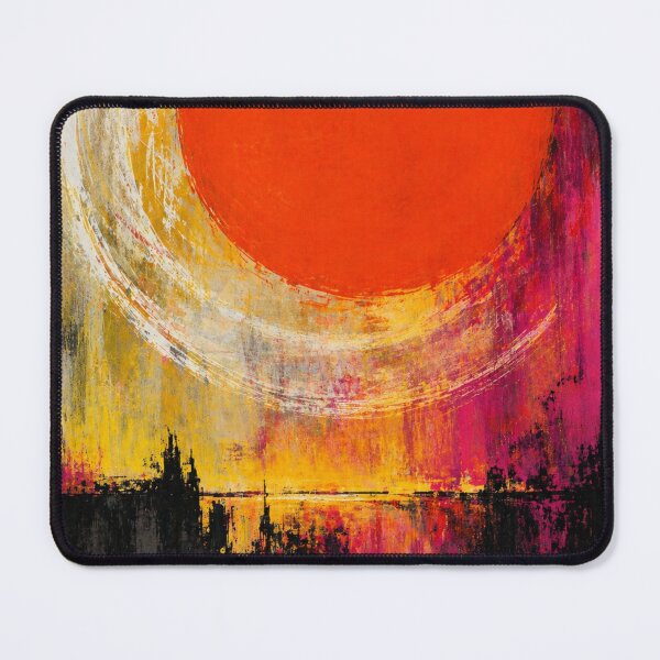 Item preview, Burning sun over an abstract city – Modern canvas art in grunge style designed and sold by Bernd Friese.
