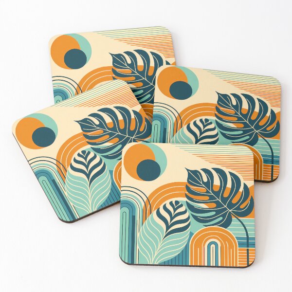 Item preview, Geometric Tropical Leaves with Arches and Stripes designed and sold by InkSmithery.