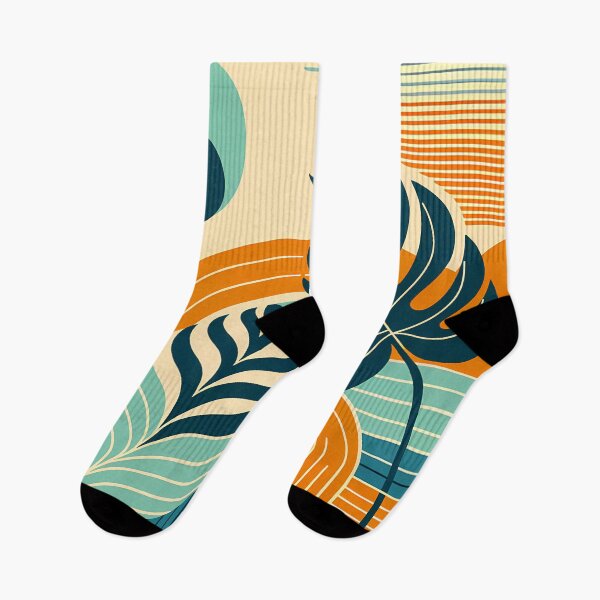 Item preview, Geometric Tropical Leaves with Arches and Stripes designed and sold by InkSmithery.