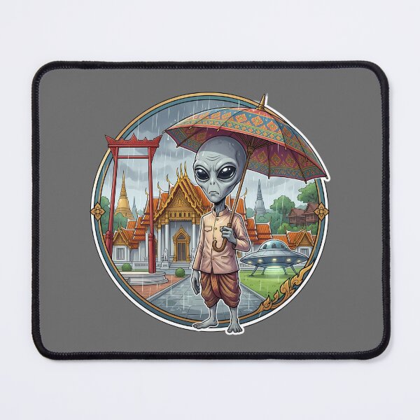 Item preview, Alien Tourist Exploring Thai Temples In The Rain designed and sold by Sunkhung.