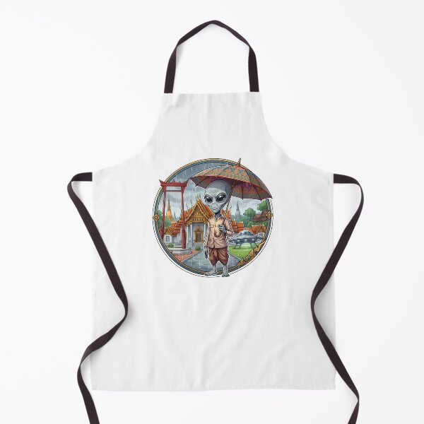 Item preview, Alien Tourist Exploring Thai Temples In The Rain designed and sold by Sunkhung.