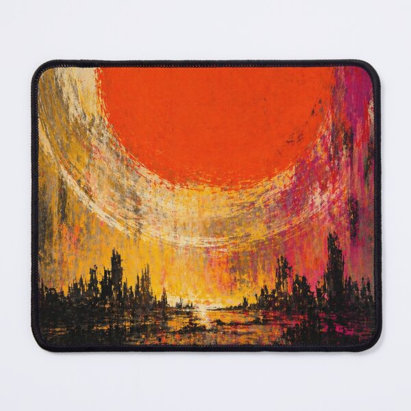 Item preview, Burning sun over a destroyed world – Dystopian urban art with an apocalyptic atmosphere designed and sold by Bernd Friese.