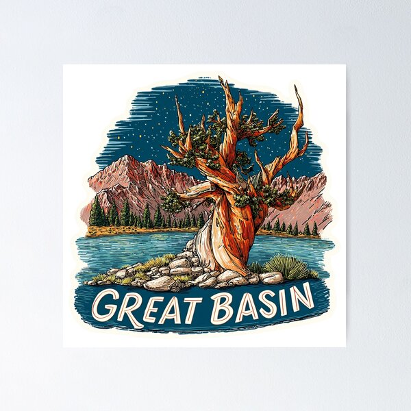 Item preview, Great Basin National Park Ancient Bristlecone Pine Starry Night   Illustration Magnet designed and sold by Blurbean.