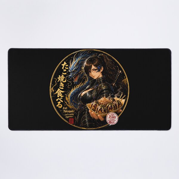 Item preview, Eat Takoyaki Cyber Samurai Girl with Blue Dragon designed and sold by Dragon-Samurai.