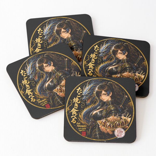Item preview, Eat Takoyaki Cyber Samurai Girl with Blue Dragon designed and sold by Dragon-Samurai.