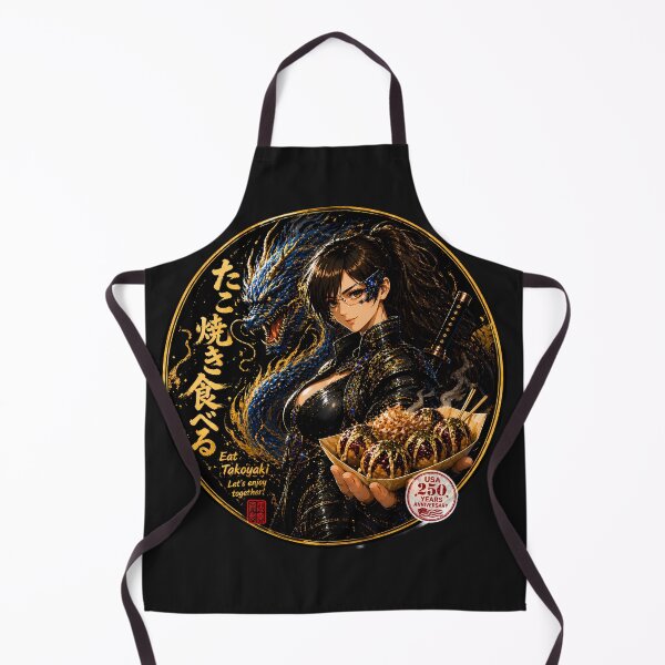 Item preview, Eat Takoyaki Cyber Samurai Girl with Blue Dragon designed and sold by Dragon-Samurai.