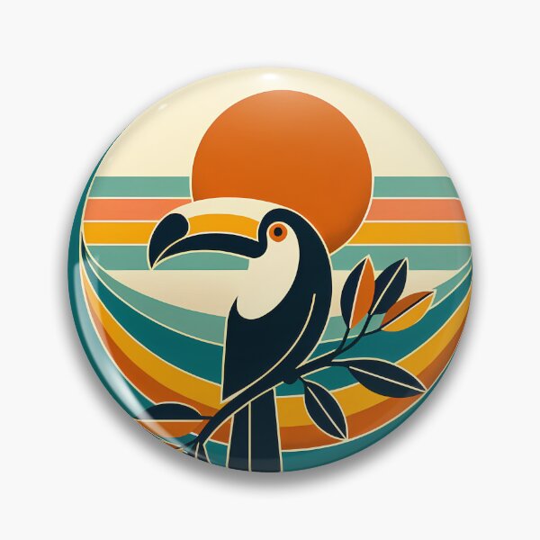 Item preview, Retro Toucan Sunset in Teal and Orange designed and sold by InkSmithery.
