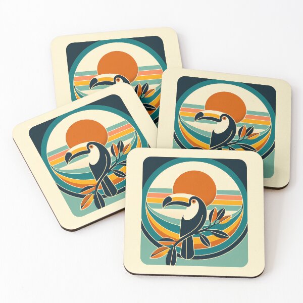 Item preview, Retro Toucan Sunset in Teal and Orange designed and sold by InkSmithery.