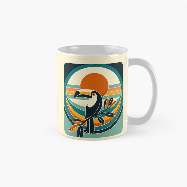 Item preview, Atardecer retro con tucán en tonos verde azulado y naranja. designed and sold by InkSmithery.