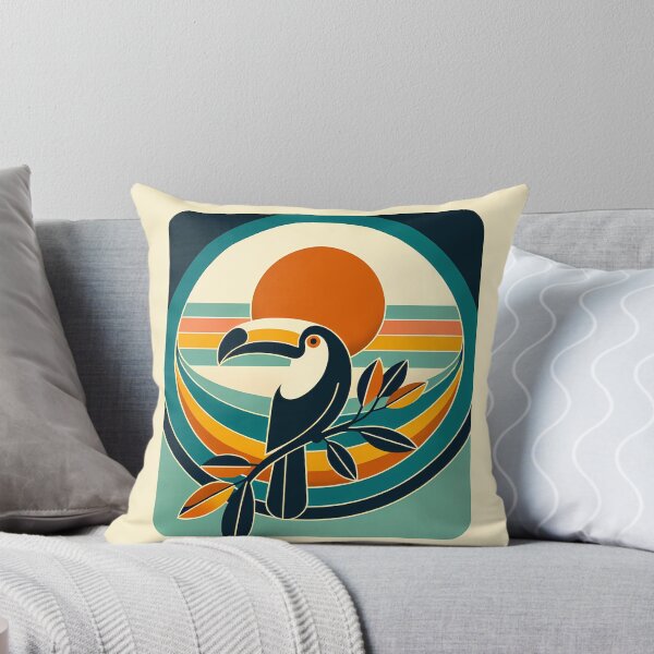 Item preview, Retro Toucan Sunset in Teal and Orange designed and sold by InkSmithery.