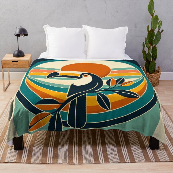 Item preview, Retro Toucan Sunset in Teal and Orange designed and sold by InkSmithery.