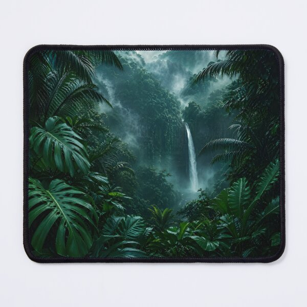Item preview, Moody Teal Tropical Jungle Mist with Monstera Leaves designed and sold by Glitchart66.