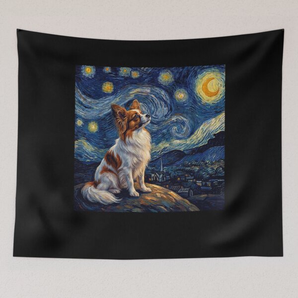 Item preview, Papillon Starry Night Van Gogh Art Dog Lover designed and sold by TerryConnells.