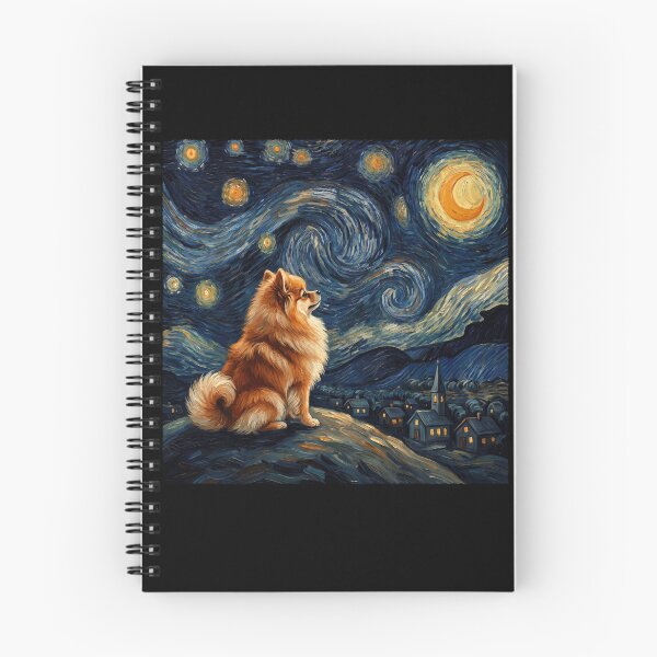 Aperçu de l'œuvre Poméranien Nuit étoilée Van Gogh Art Amoureux des chiens créée et vendue par TerryConnells.