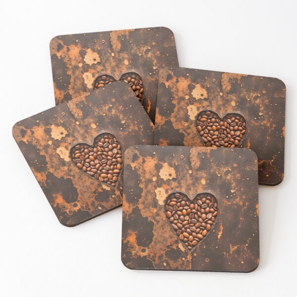 Item preview, Coffee Bean Heart on Vintage Rusty Surface designed and sold by Marcu Ioachim.