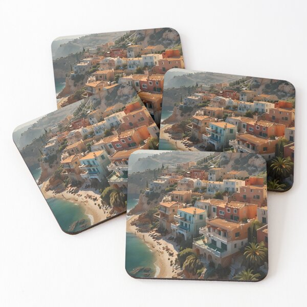 Item preview, Mediterranean Coastal Village Mist Terracotta and Jade designed and sold by Glitchart66.
