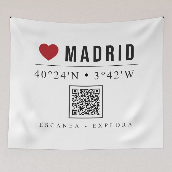 Item preview, Love Madrid GPS coordinates Puerta del Sol with QR code designed and sold by charlypicazo.