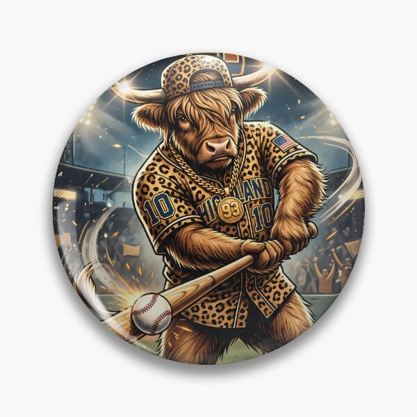 Item preview, Retro 90s Highland Cow Baseball Champion designed and sold by AwesomeBeyondLimits.