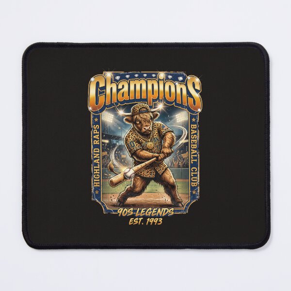 Item preview, Retro 90s Highland Cow Baseball Champion designed and sold by AwesomeBeyondLimits.