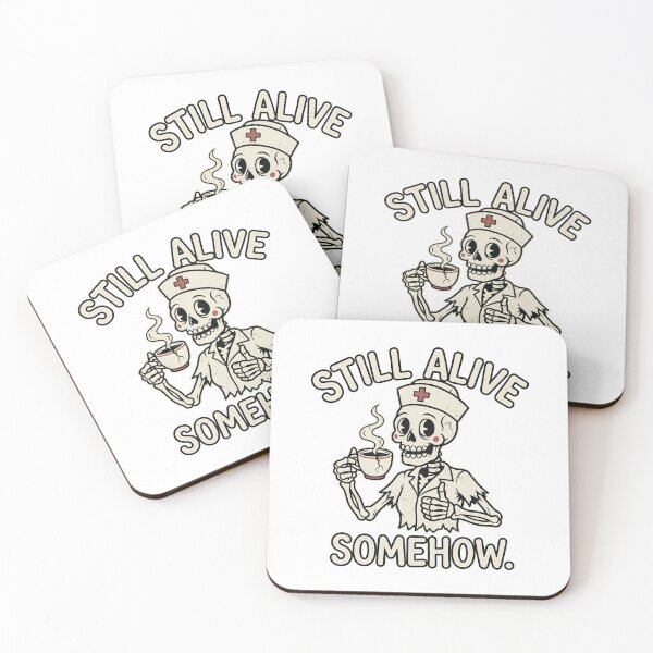 Item preview, Cute Tired Nurse Skeleton Still Alive Somehow Dark Humor Nurse Gift designed and sold by Im-Ara.