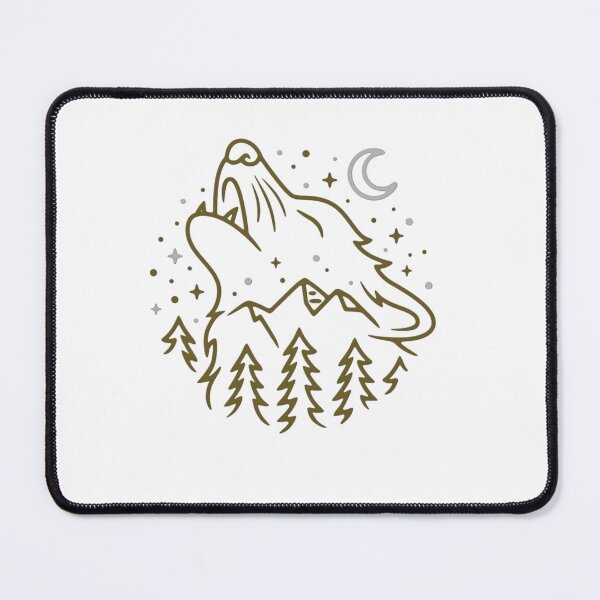 Item preview, Howling Wolf Night Scene – Minimalist Nature Line Art Design designed and sold by Aedition.