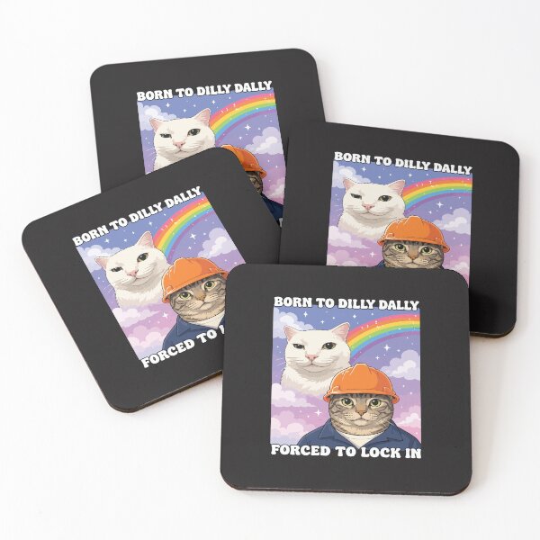 Item preview, Born to Dilly Dally Forced to Lock In Funny Cat Meme Procrastination Humor designed and sold by kiralynstration.