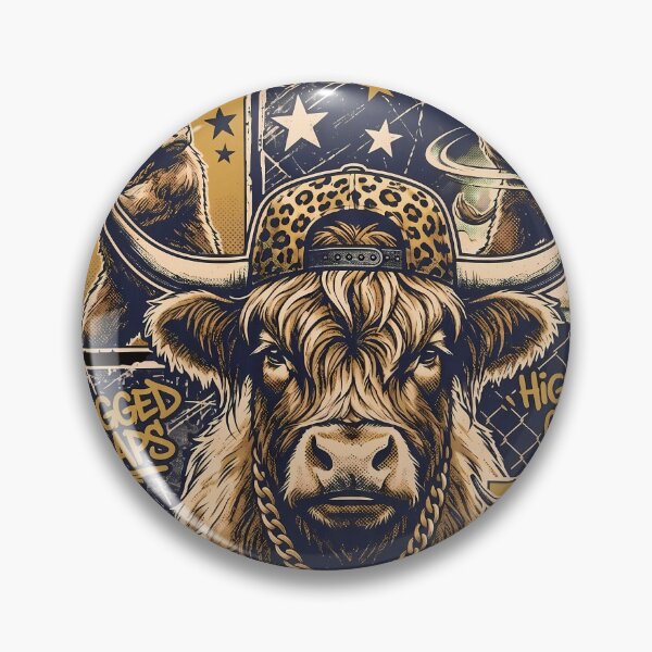 Item preview, Batter Up 90s Highland Cow Baseball Mascot designed and sold by AwesomeBeyondLimits.