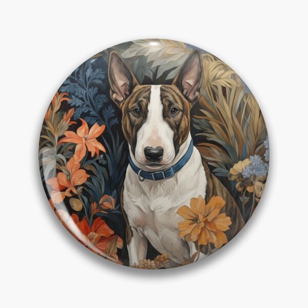 Artikelvorschau, Gestromter Bullterrier, florale botanische Hundekunst entworfen und verkauft von AntiqueImages.