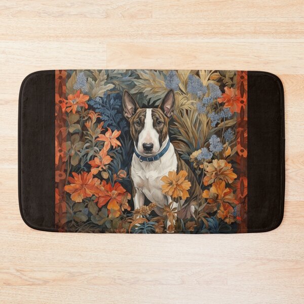 Item preview, Brindle Bull Terrier Floral Botanical Dog Art designed and sold by AntiqueImages.