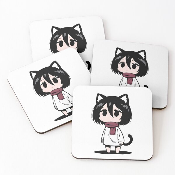 Aperçu de l'œuvre Illustration minimaliste de fille chat chibi style anime – Autocollant mignon à thème noir et esthétique neko créée et vendue par Dyan4.